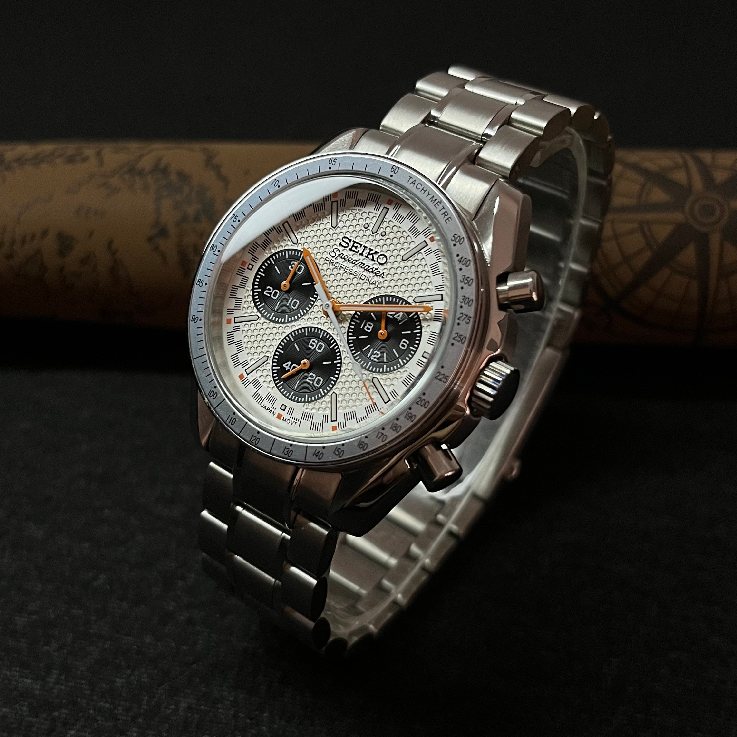 Custom Seiko Orange and White Speed Watch