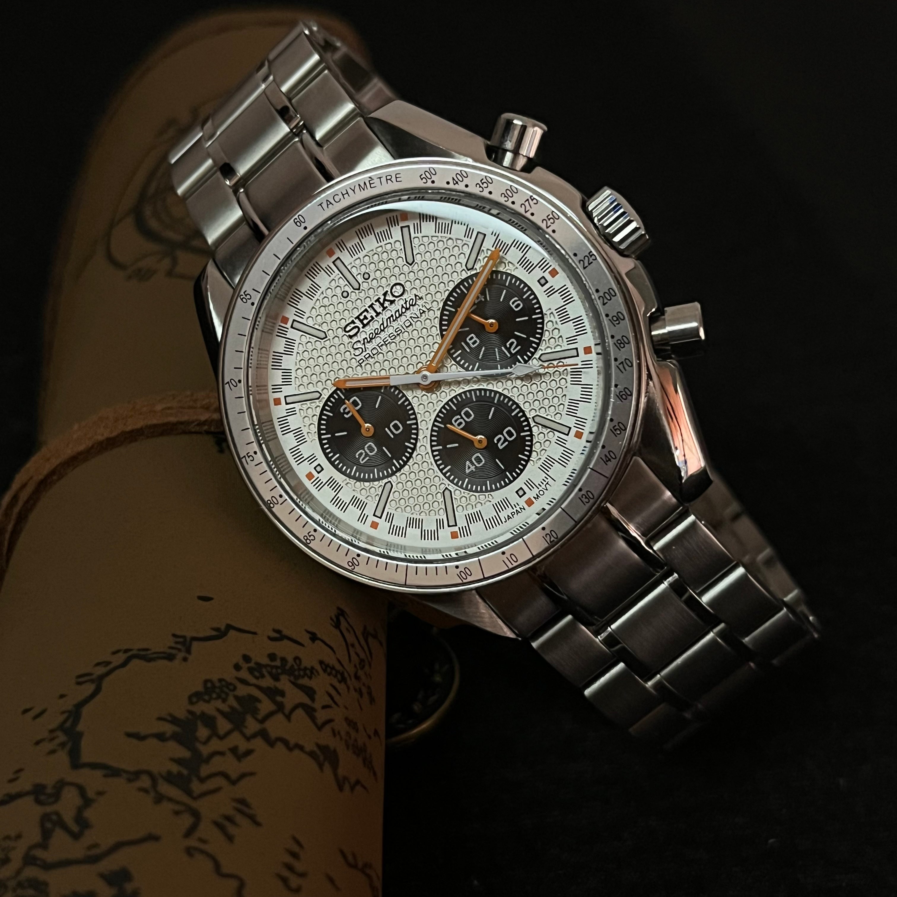 Custom Seiko Orange and White Speed Watch