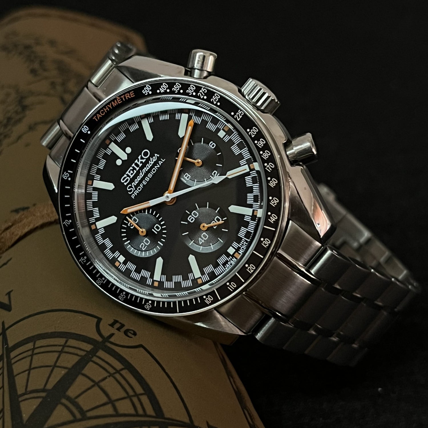 Custom Silver and Orange Speed Chrono Seiko Mod