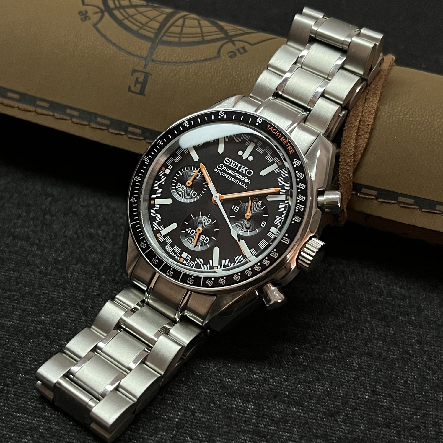 Custom Silver and Orange Speed Chrono Seiko Mod