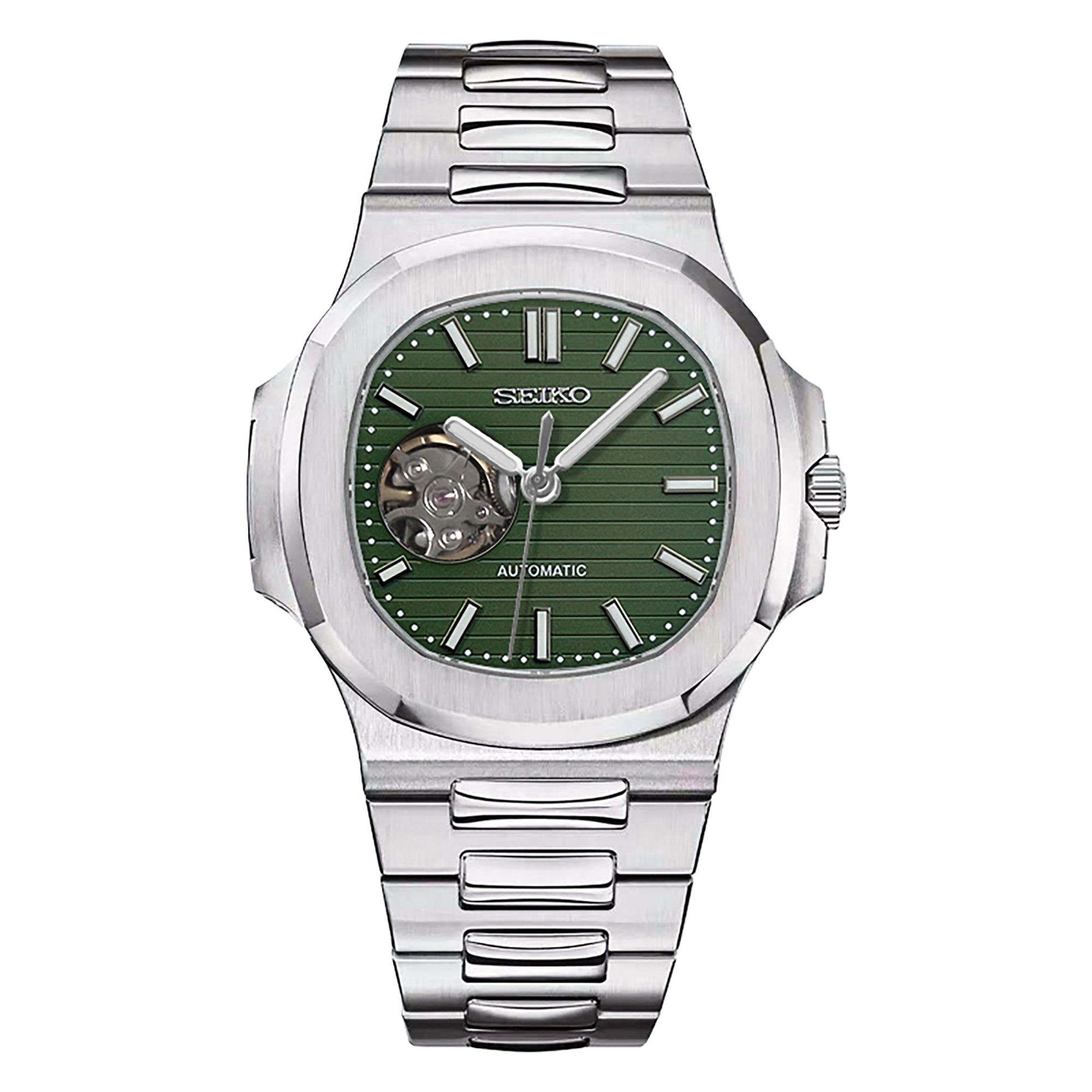 Custom Green Naut Open Heart Automatic Mod Watch