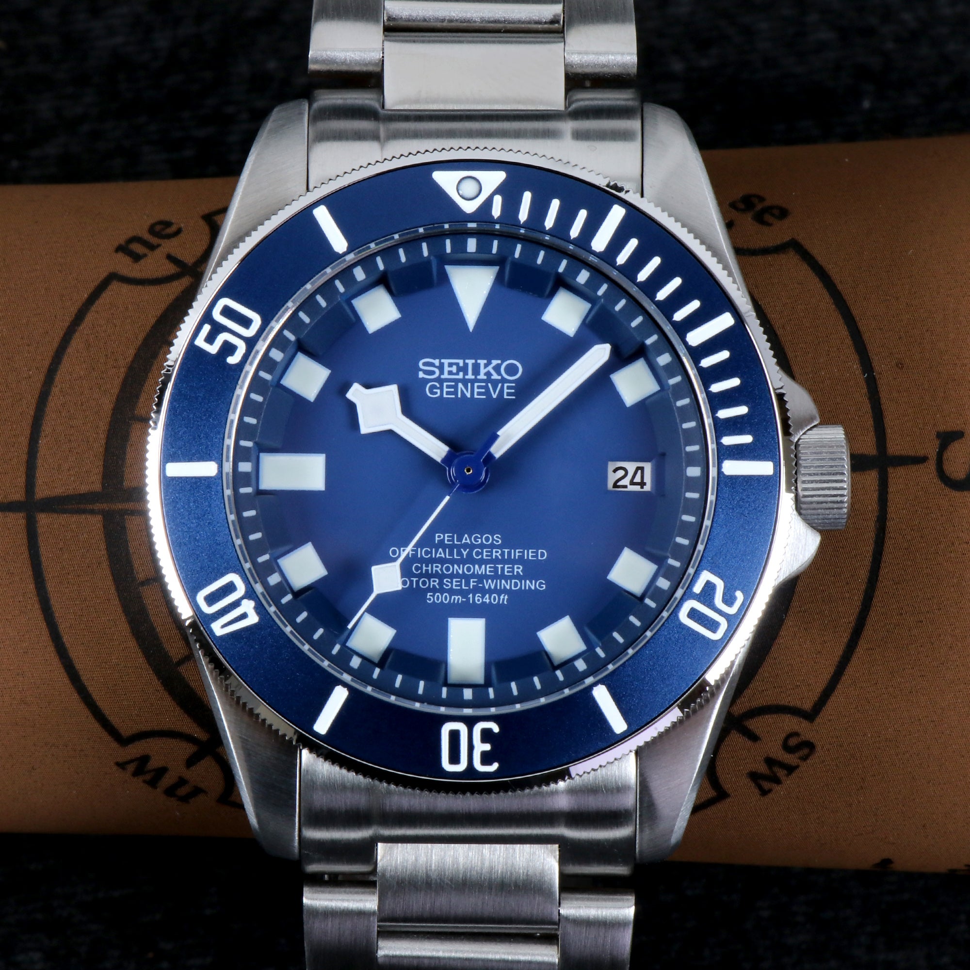 Custom Blue Tud Automatic Mod Watch