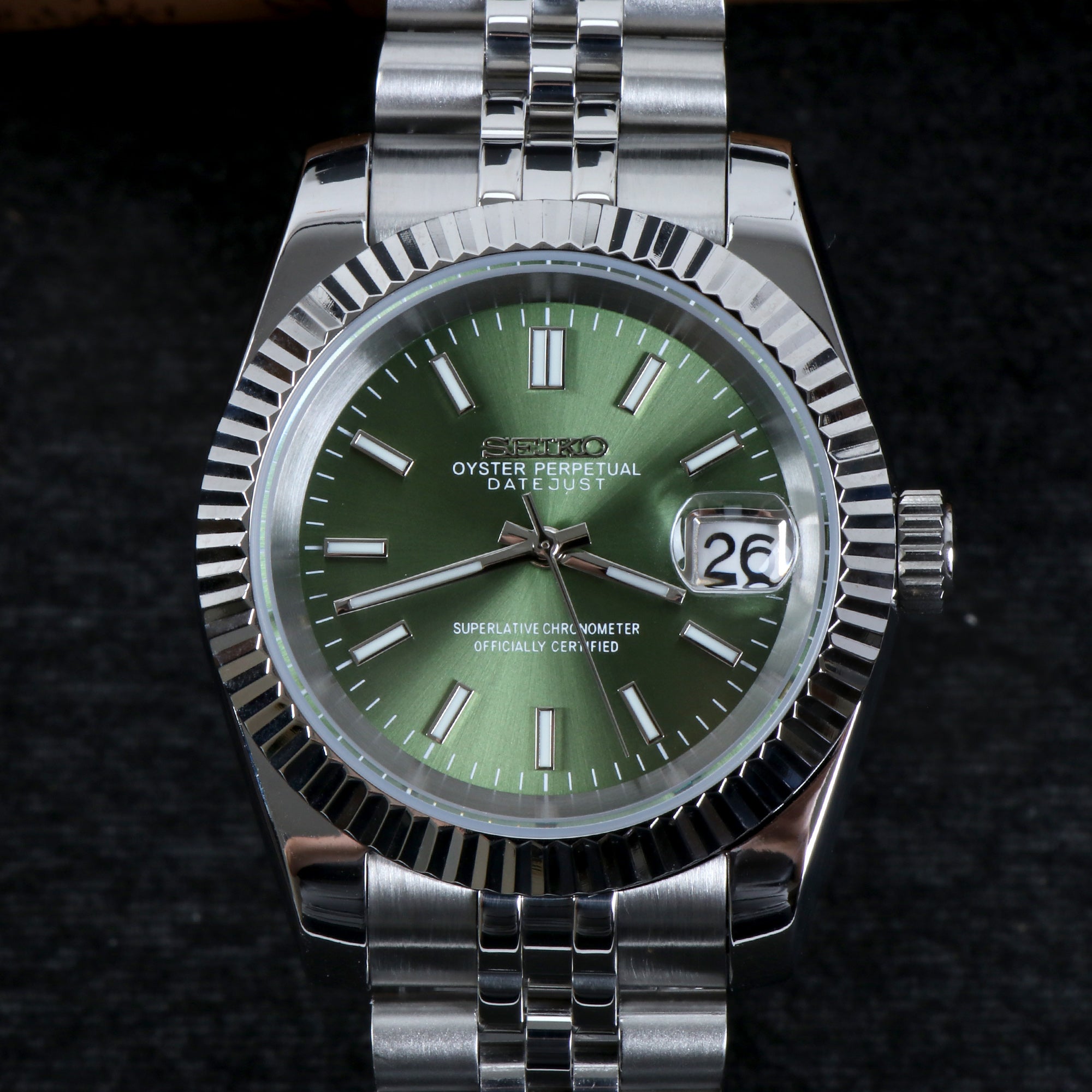 Custom Green Date Automatic Mod Watch