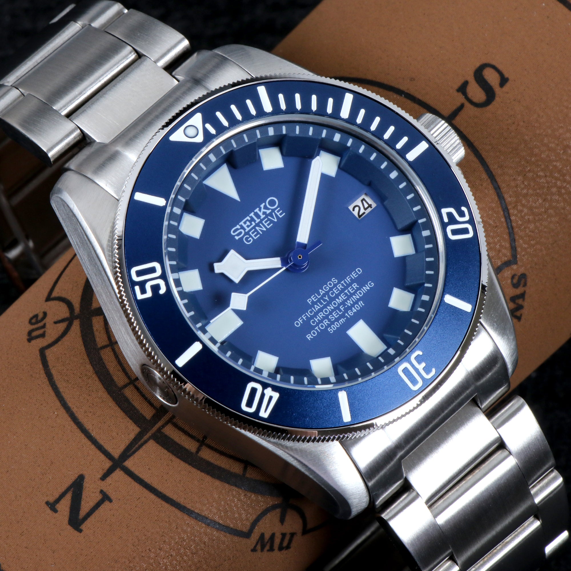 Custom Blue Tud Automatic Mod Watch