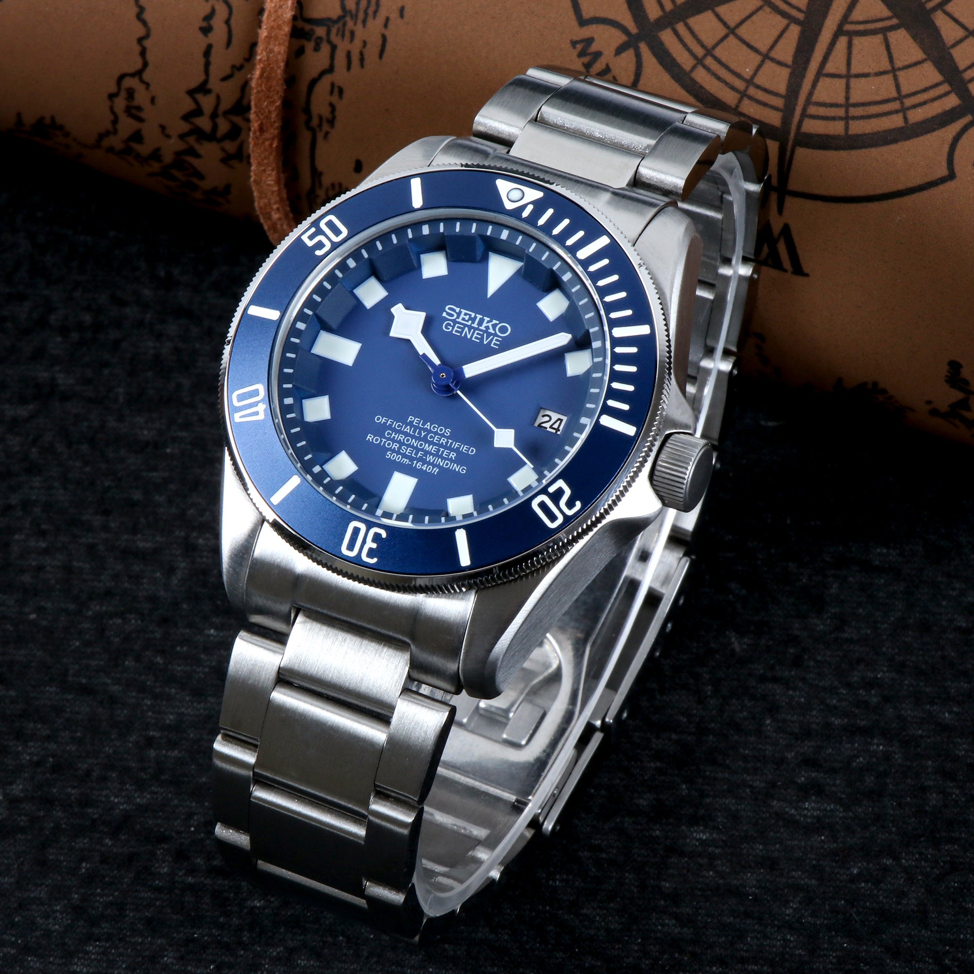 Custom Blue Tud Automatic Mod Watch