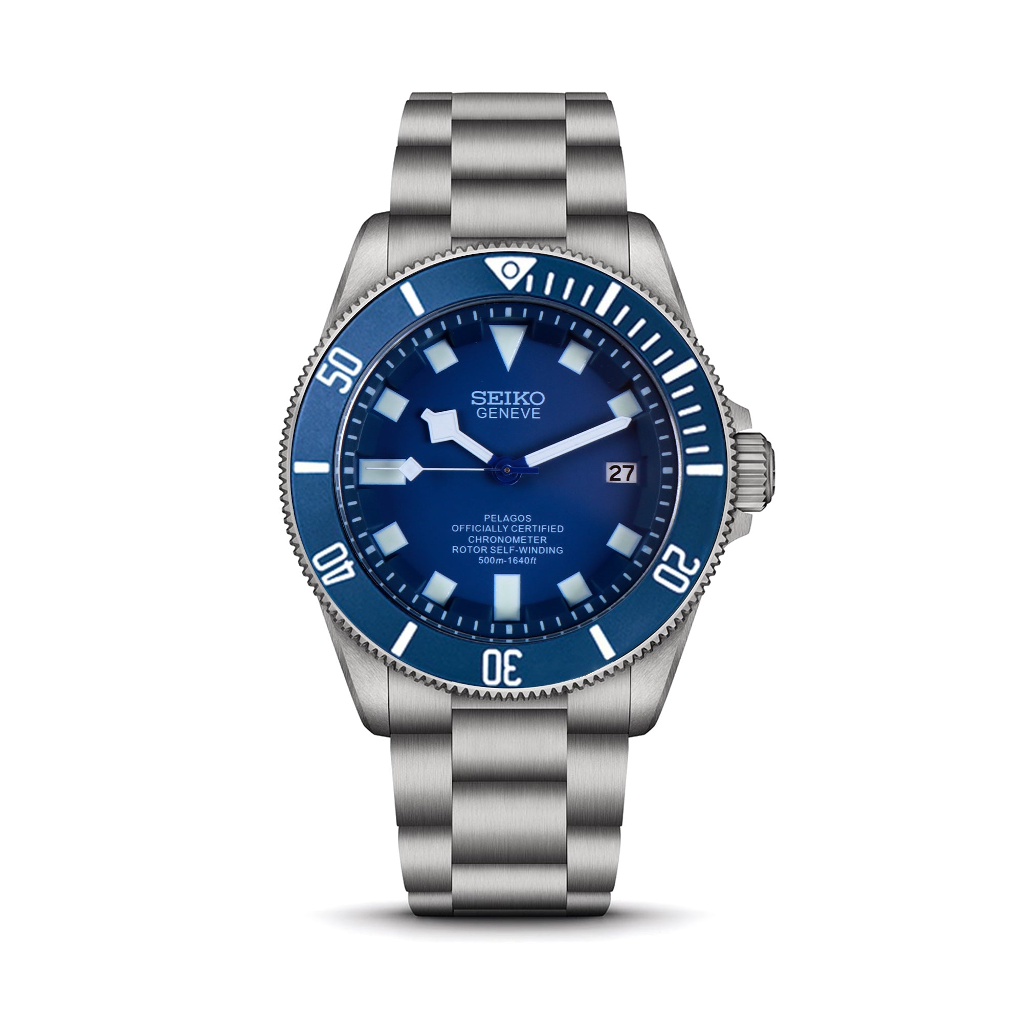 Custom Blue Tud Automatic Mod Watch