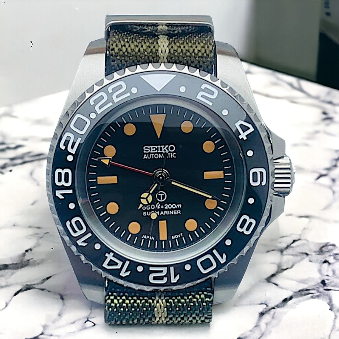 Custom Seiko milsub vintage style 44mm Deep Diver Mod
