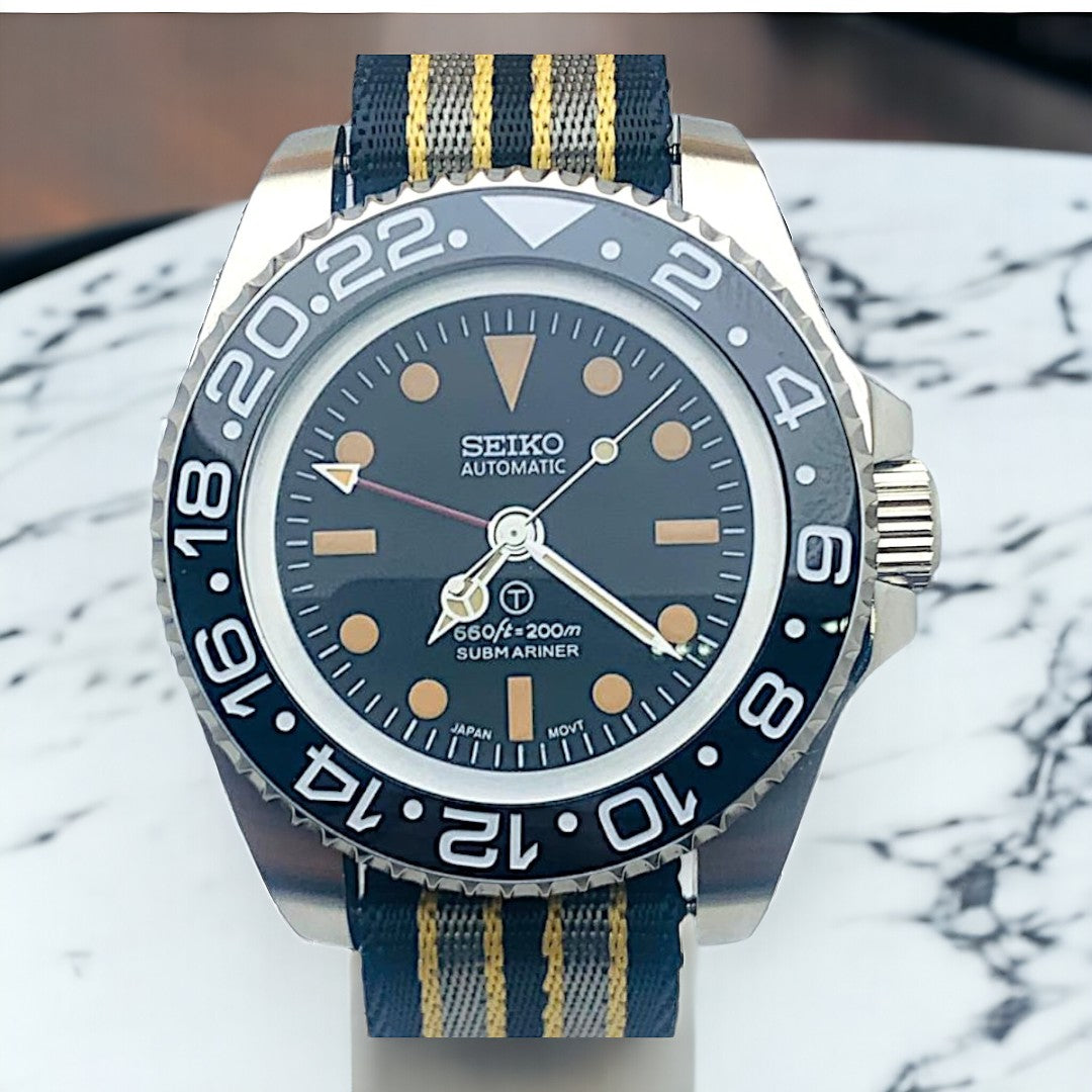 Custom Seiko milsub vintage style 44mm Deep Diver Mod