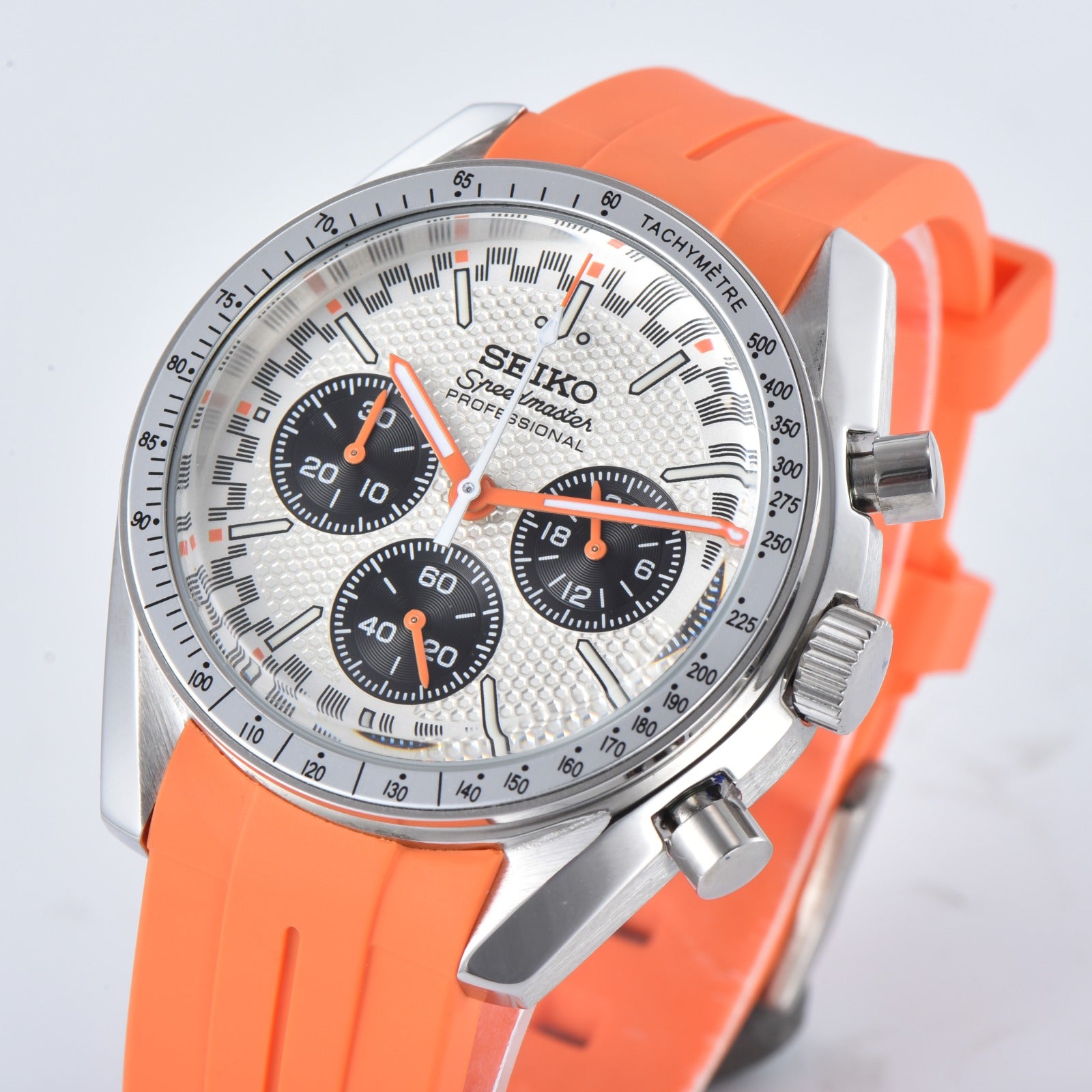 Custom Seiko Panda Orange Speed Chronograph Watch