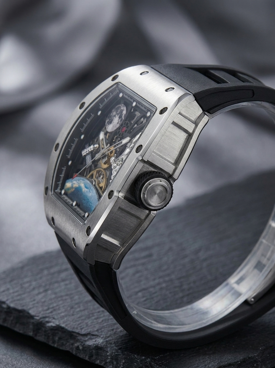 Skeleton Space Watch — Automatic Mechanical · Moon & Earth Dial · Hand-Assembled
