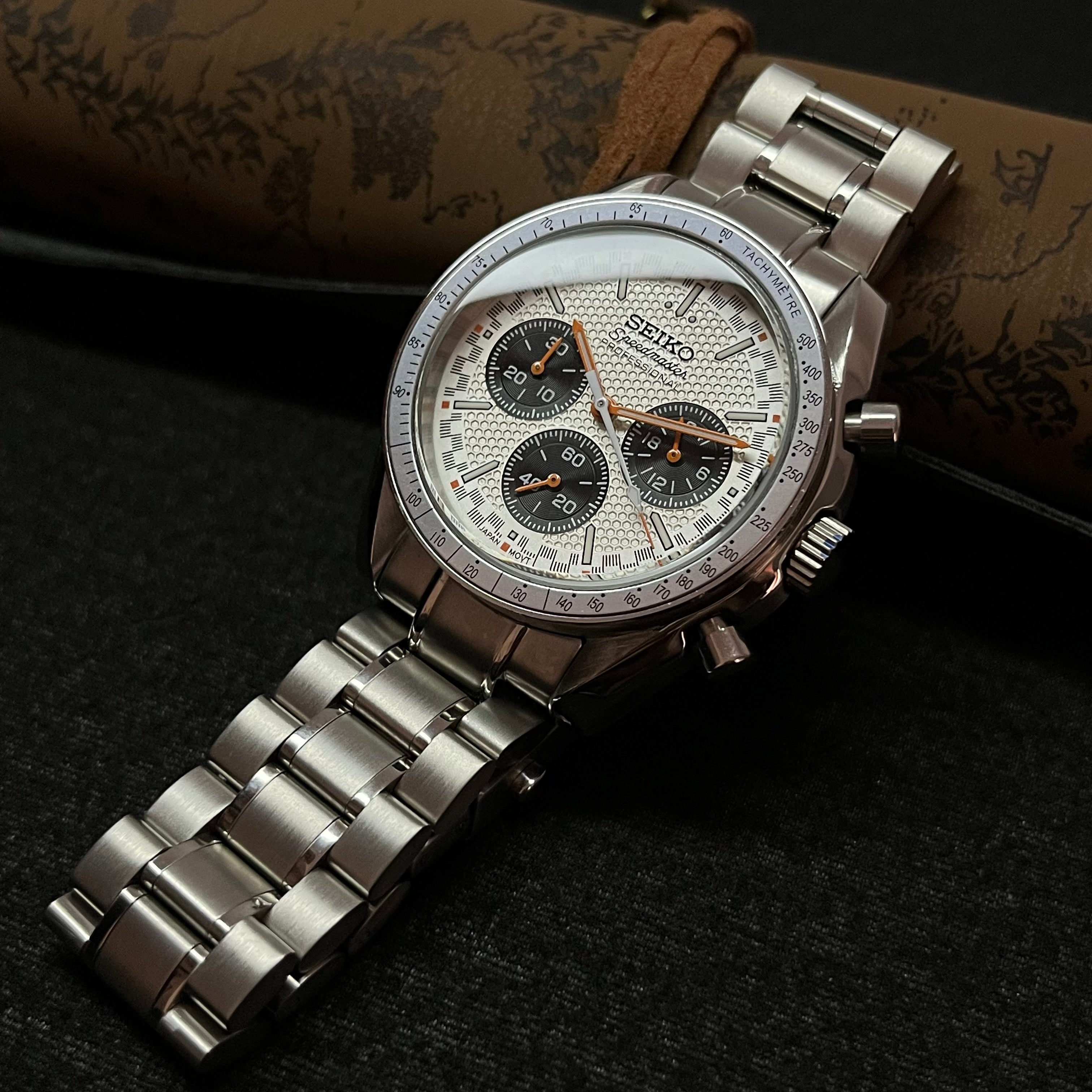 Custom Seiko Orange and White Speed Watch