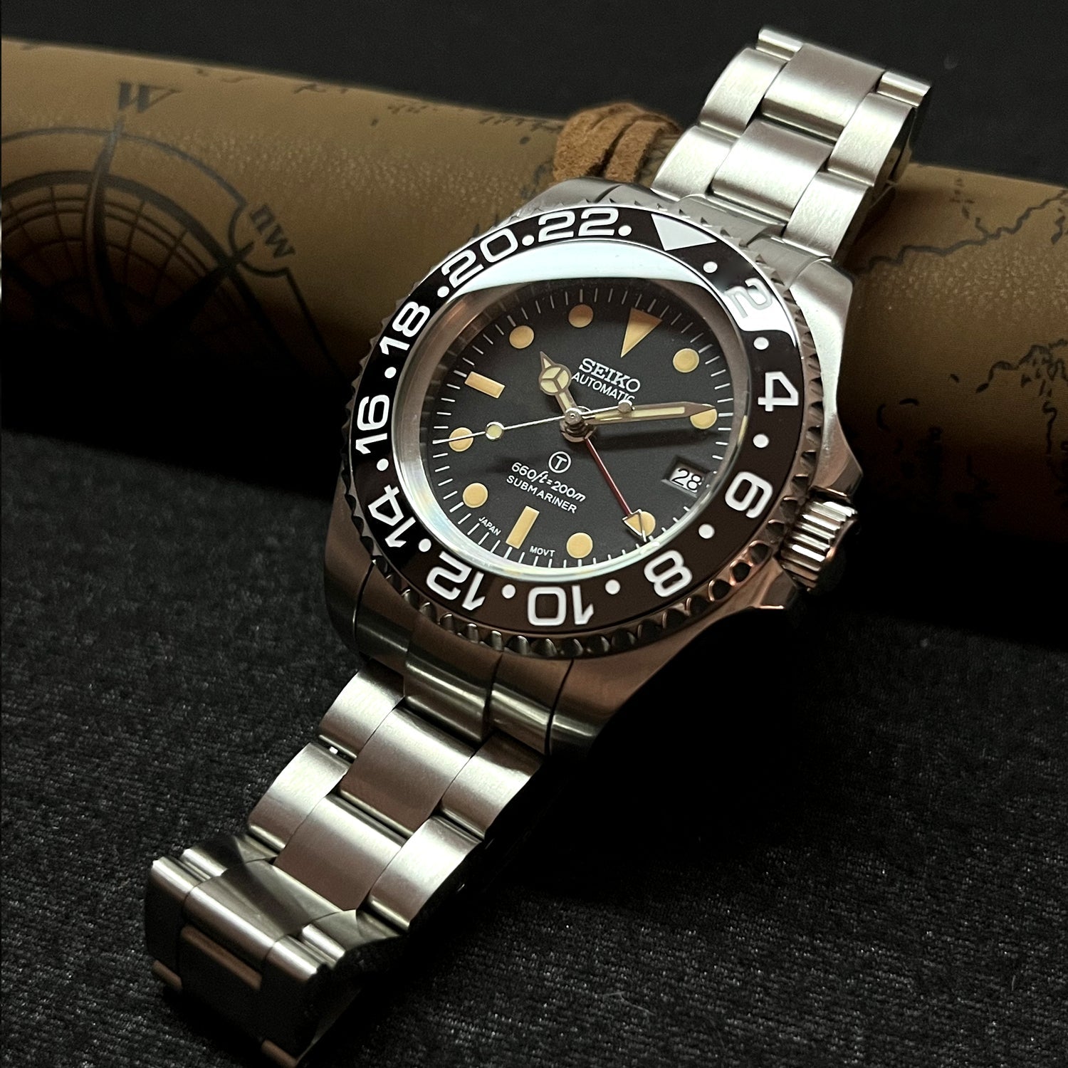 Custom Seiko Vintage 904L STEEL 44mm Watch