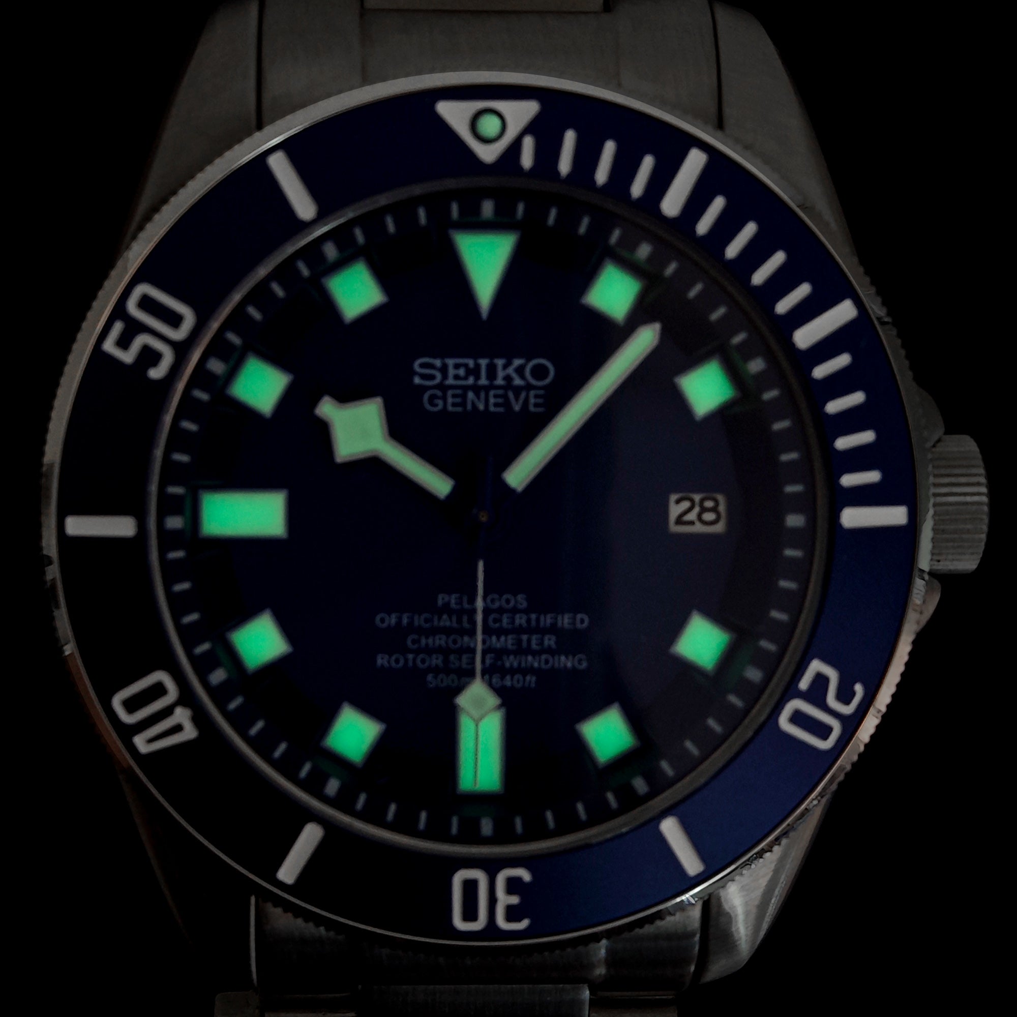 Custom Blue Tud Automatic Mod Watch