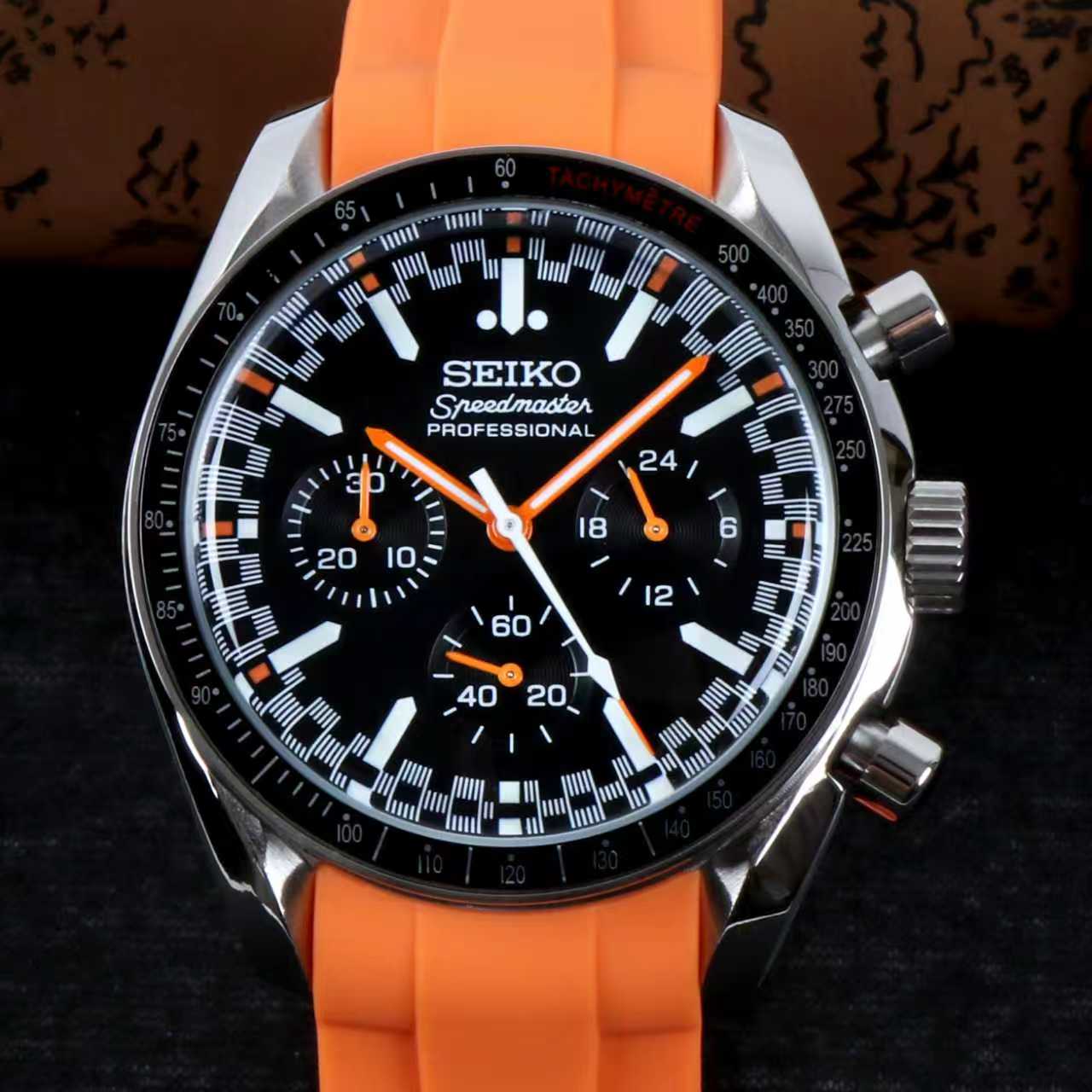 Custom Seiko Mod Orange Speed Watch
