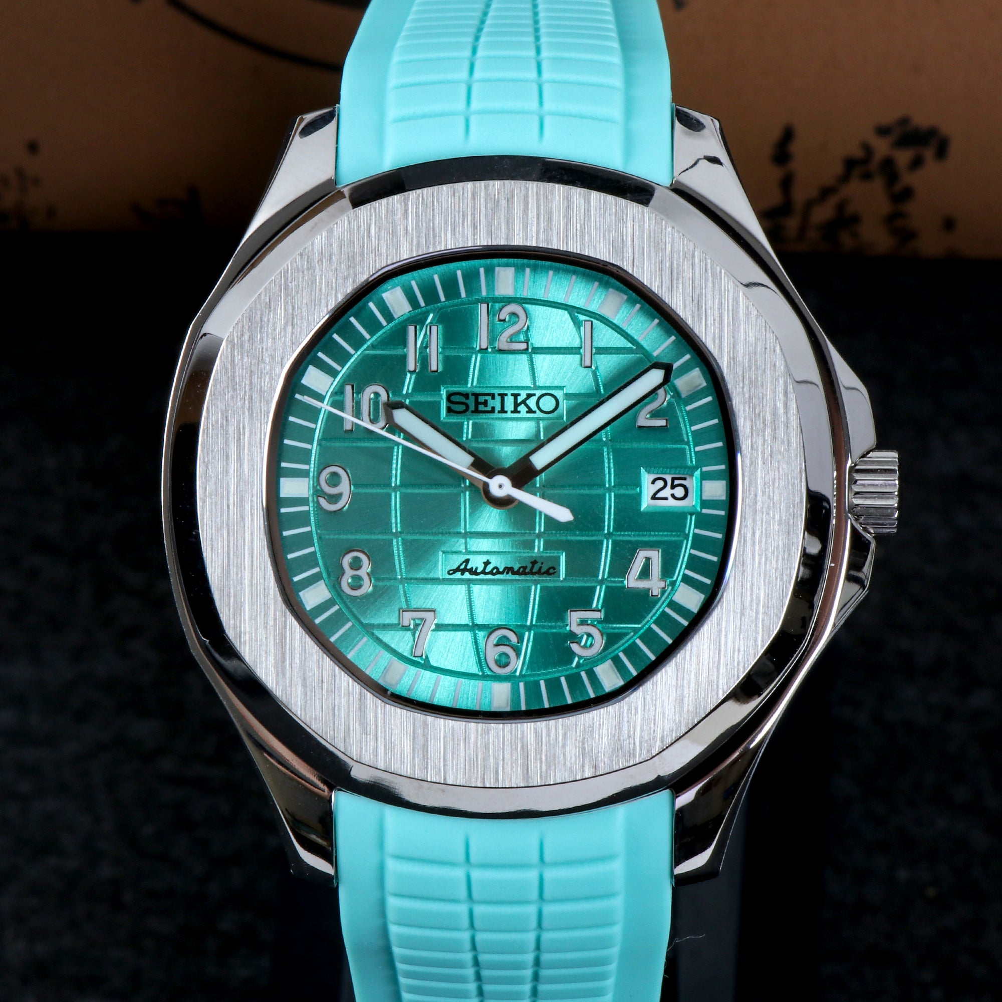 Custom Light Blue Automatic Mod Watch