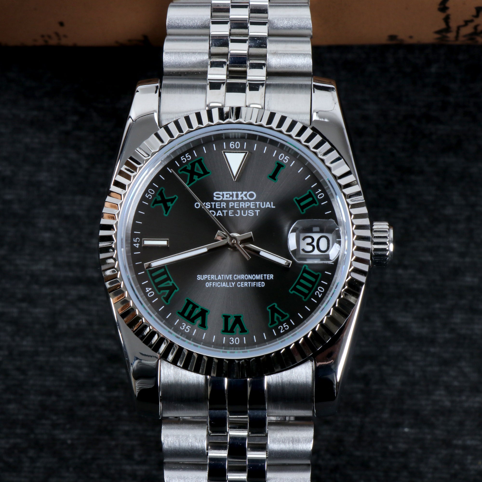 Custom Green Roman Automatic Mod Watch