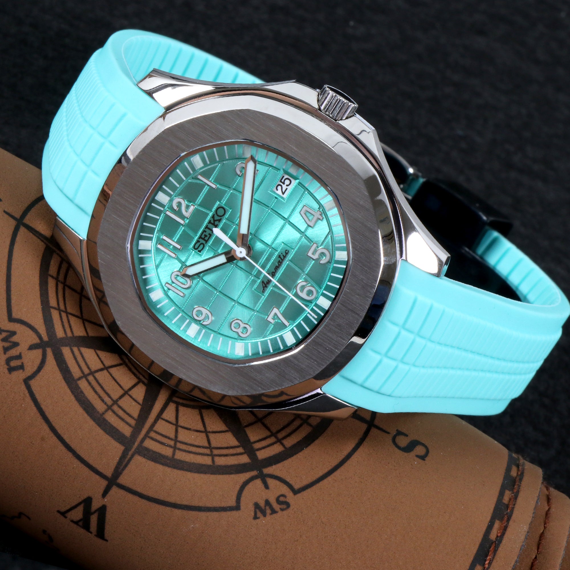 Custom Light Blue Automatic Mod Watch