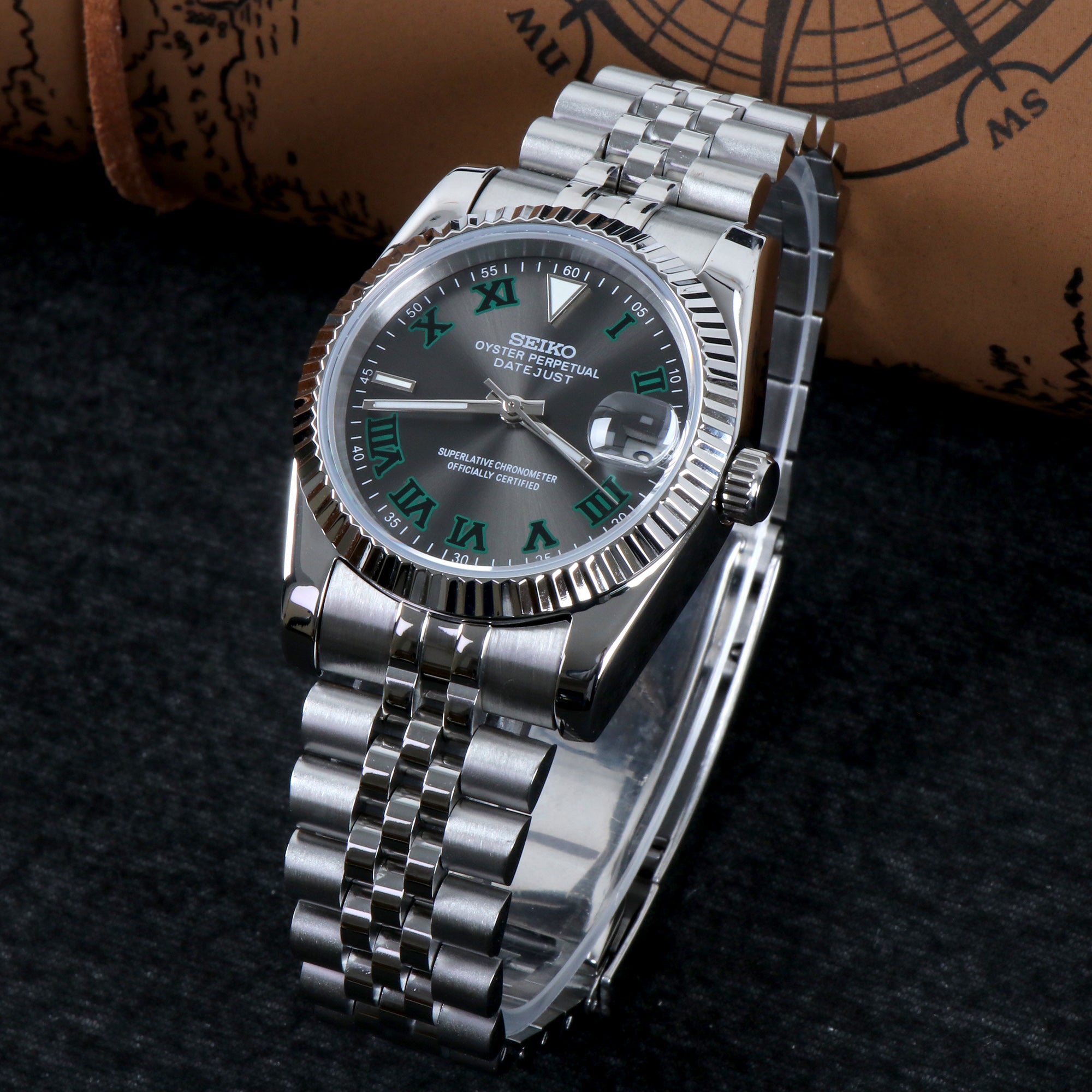 Custom Green Roman Automatic Mod Watch