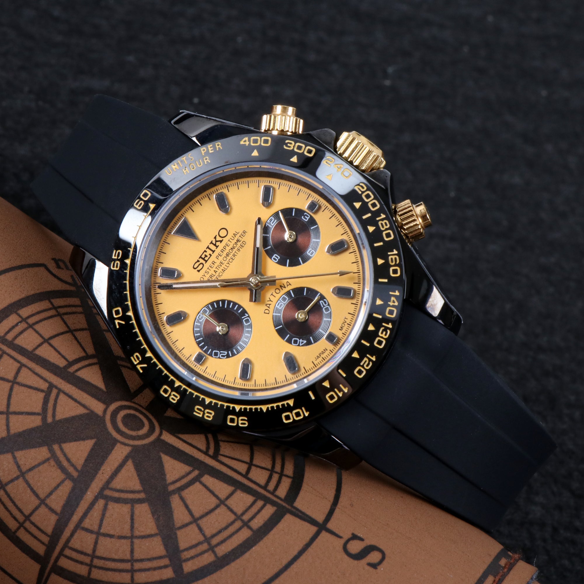 Custom Seiko Mod Yellow Speed Watch