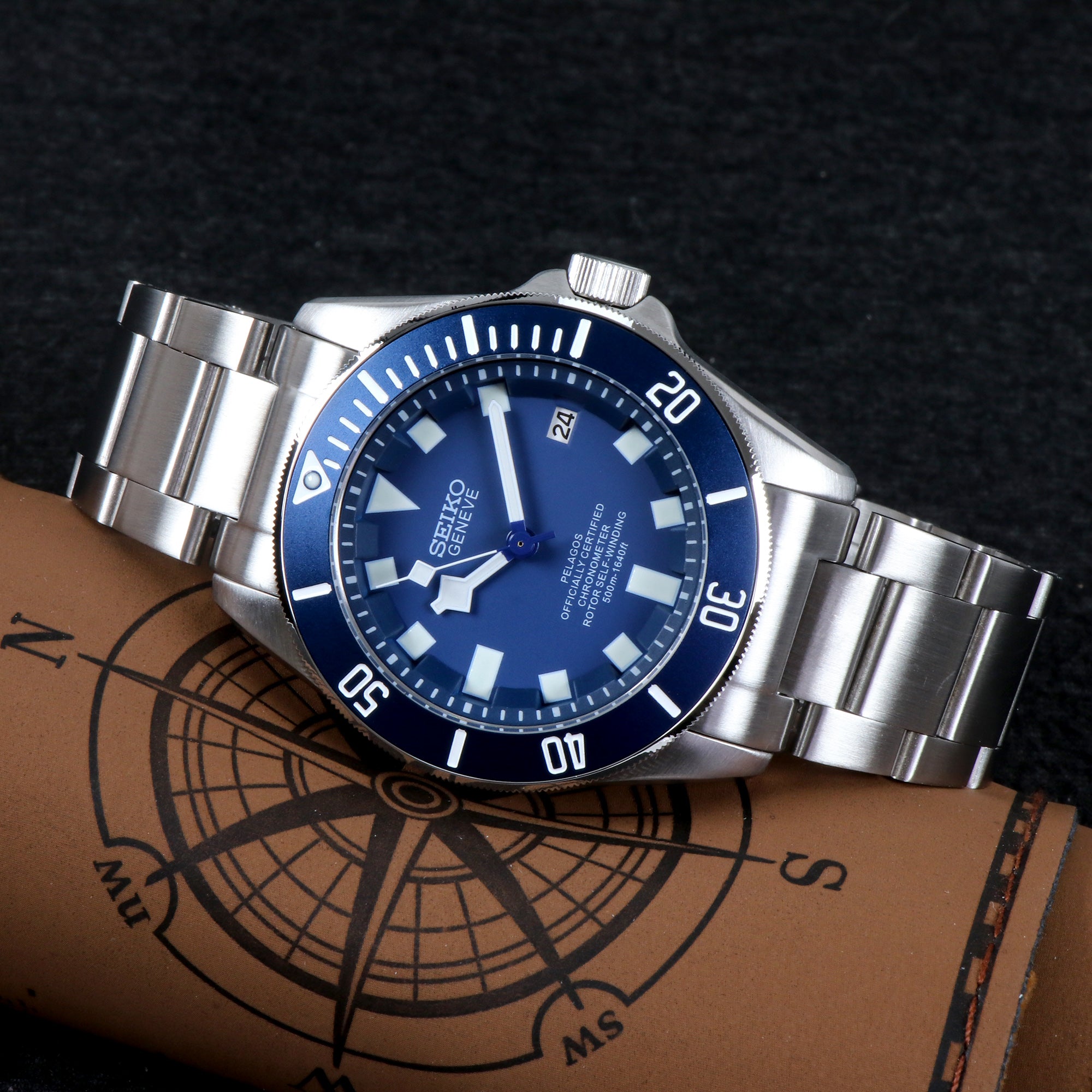 Custom Blue Tud Automatic Mod Watch