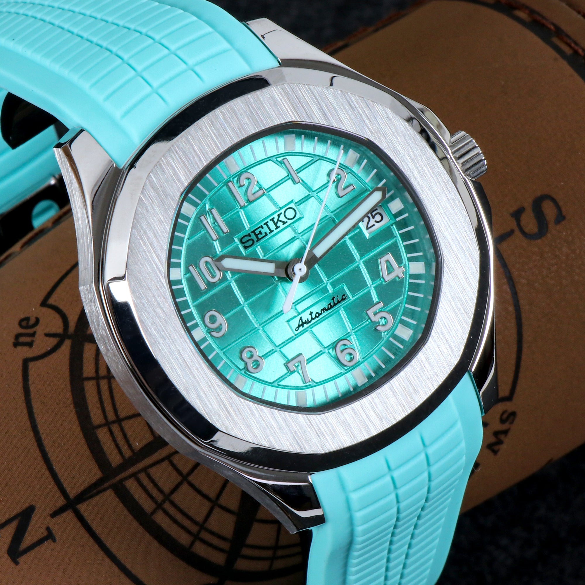 Custom Light Blue Automatic Mod Watch