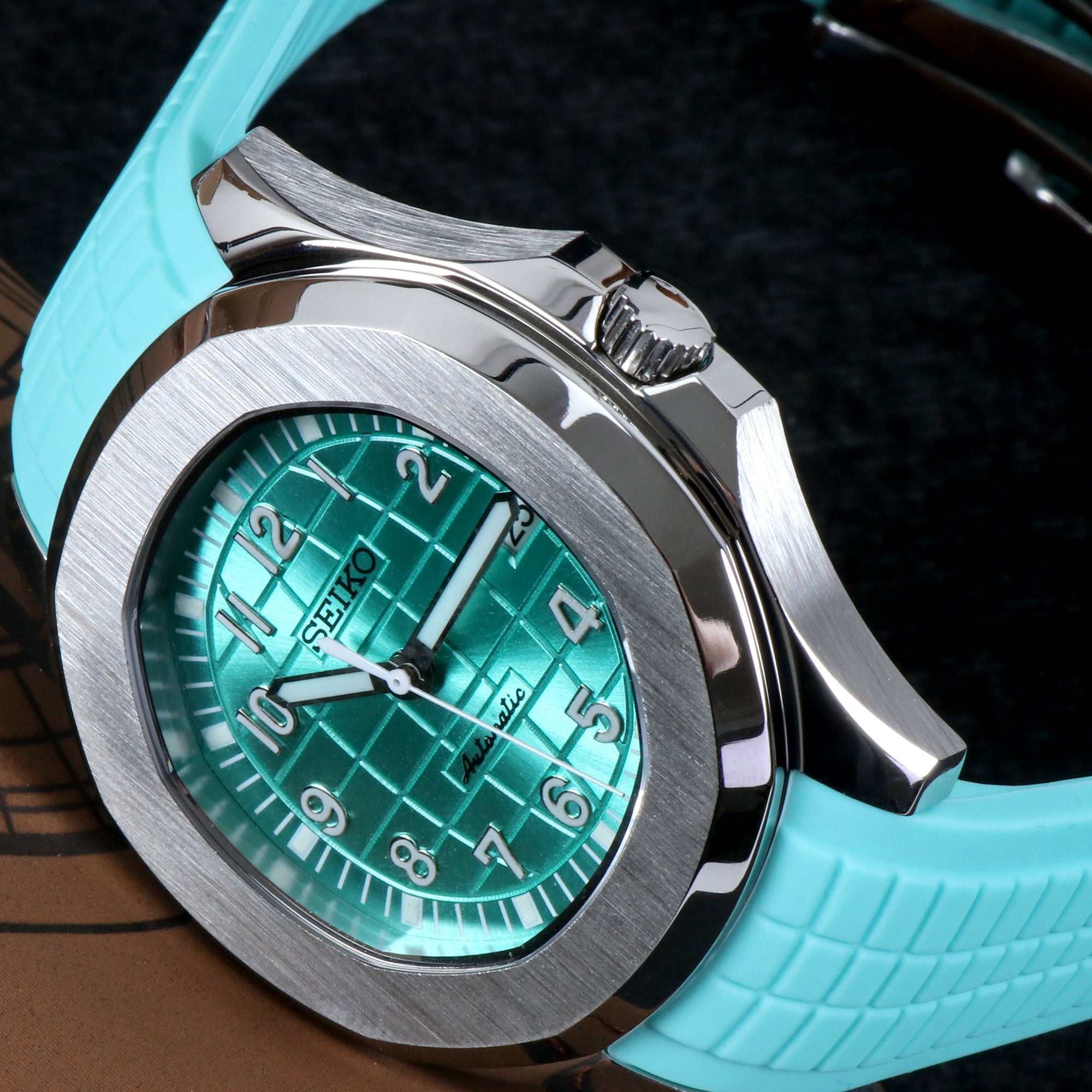 Custom Light Blue Automatic Mod Watch