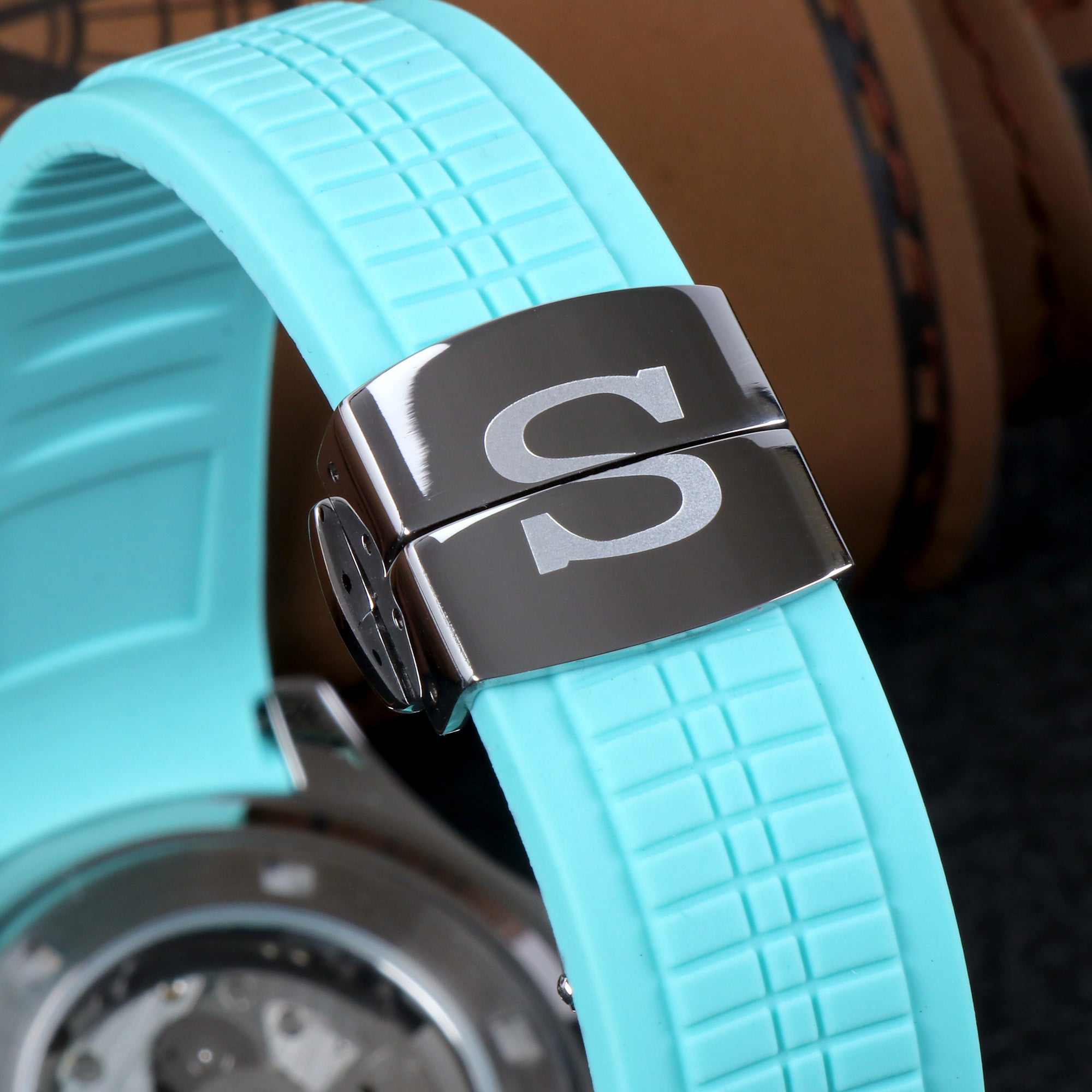 Custom Light Blue Automatic Mod Watch
