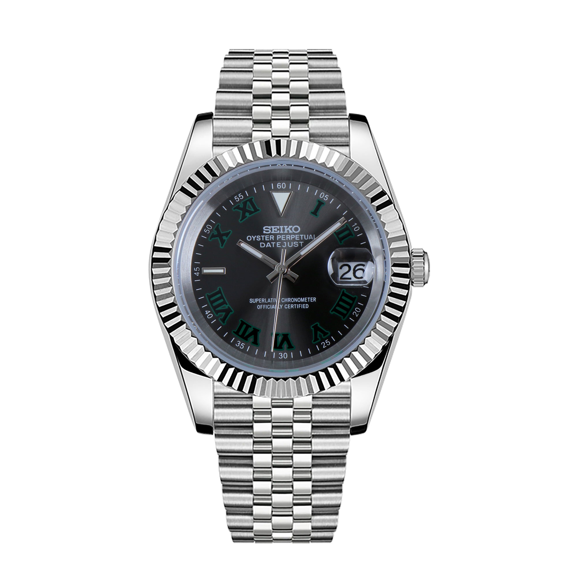 Custom Green Roman Automatic Mod Watch