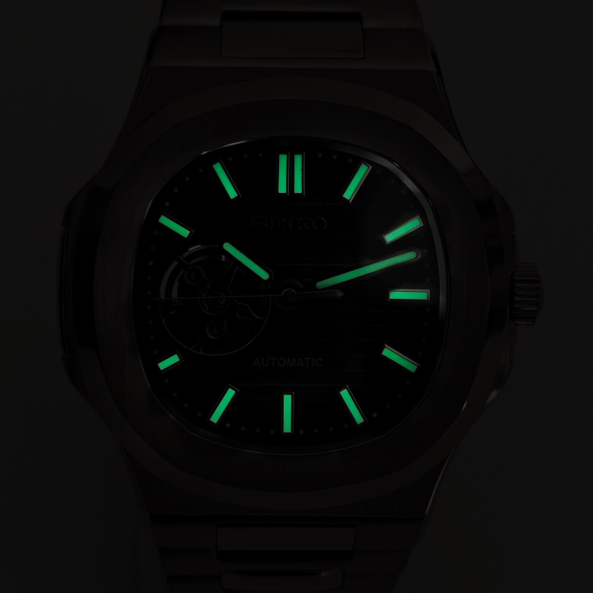 Custom Green Naut Open Heart Automatic Mod Watch
