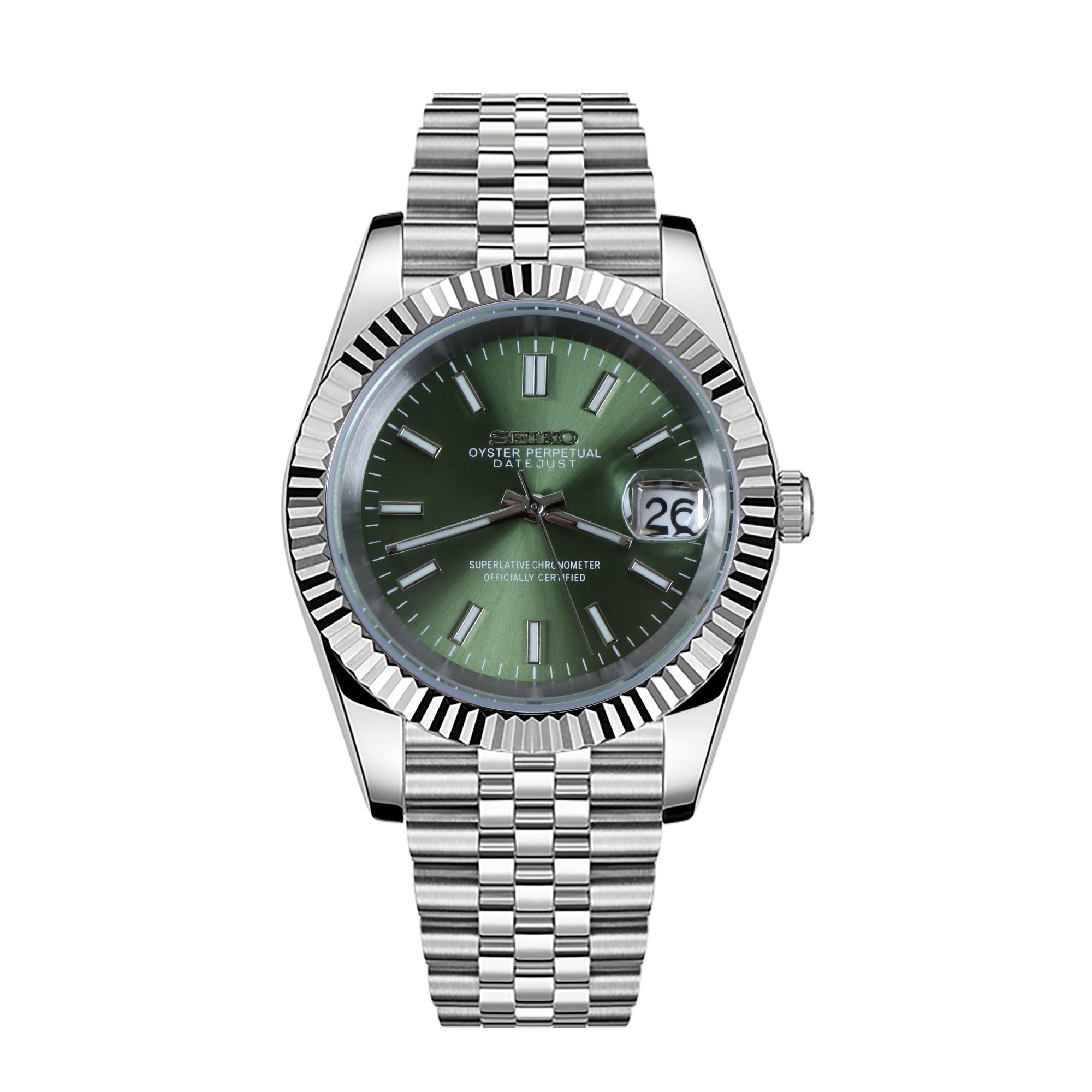 Custom Green Date Automatic Mod Watch