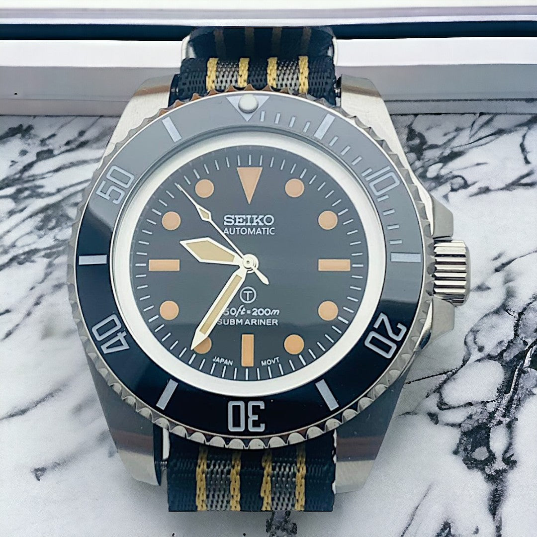 Custom Seiko milsub vintage style 44mm Deep Diver Mod