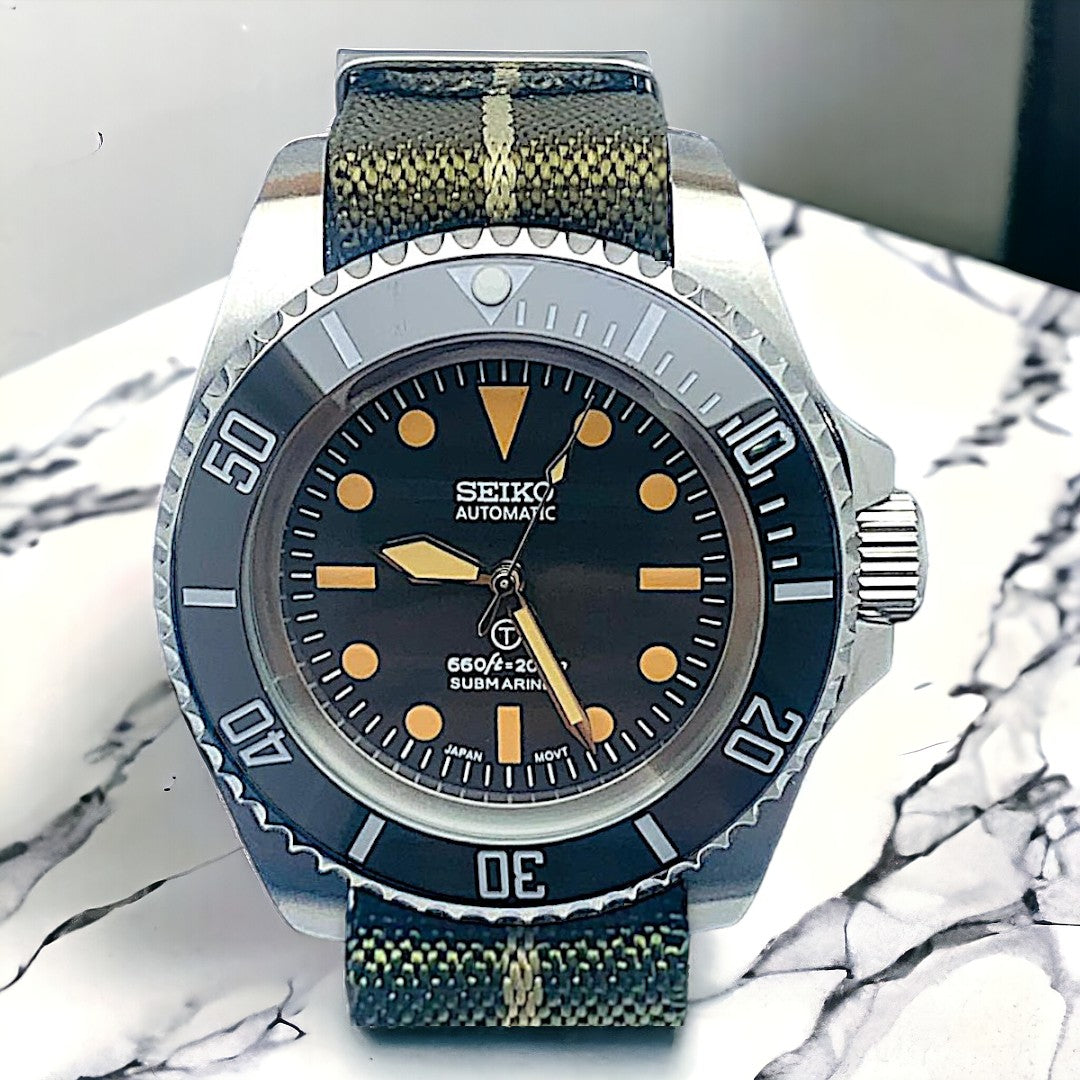Custom Seiko milsub vintage style 44mm Deep Diver Mod