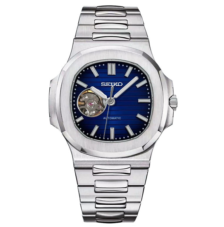 Custom Blue Naut Open Heart Automatic Mod Watch